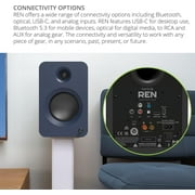 Kanto REN MB Bluetooth Powered Bookshelf Speakers - Matte Black Pair with 6 Year Amber Protection Plan (2024)