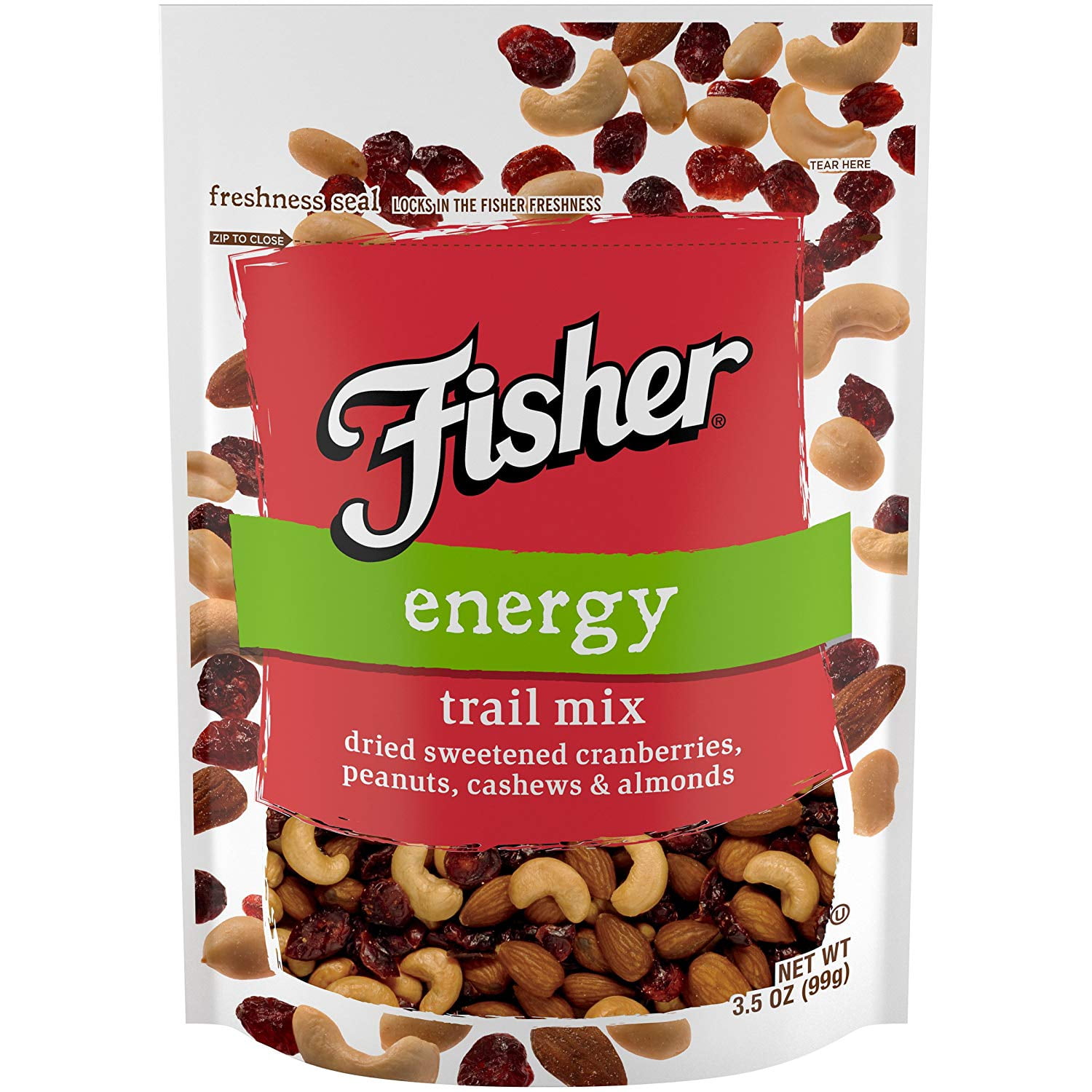 FISHER Snack Energy Trail Mix, 3.5 oz, Dried Sweetened Cranberries