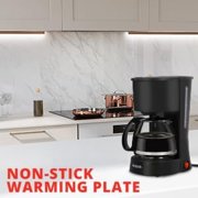 Aiwa 6-Cup Compact Coffee Maker Machine with 22-oz Carafe Coffee Pot and Reusable Filter, Black