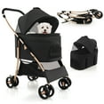 thumbnail image 1 of Petsite 3-In-1 Pet Stroller with Removable Car Seat Carrier 4-Level Adjustable Canopy Black+Rose Gold, 1 of 10