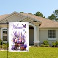 thumbnail image 2 of Amhnf Welcome Lavender Flower Garden Cart Butterfly Garden Flag For Home Outdoor Garden Yard Decor 12x18 inch, 2 of 5