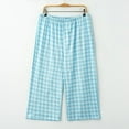 thumbnail image 7 of LEKDFST Womens Plus Size Pajama Set Short Sleeve Sleepwear Top and Plaid Capri Pjs 2 Pcs Lounge Sets with Pockets Light Blue XXL, 7 of 7