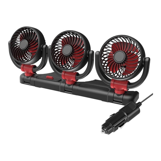 Ventilador de tres cabezas,Ventilador plegable de 3 cabezas RV bajo ruido,Camión ajustable de ventilador de enfriamiento portátil,Fuerte ventilador de viento 2 velocidades Red 24V