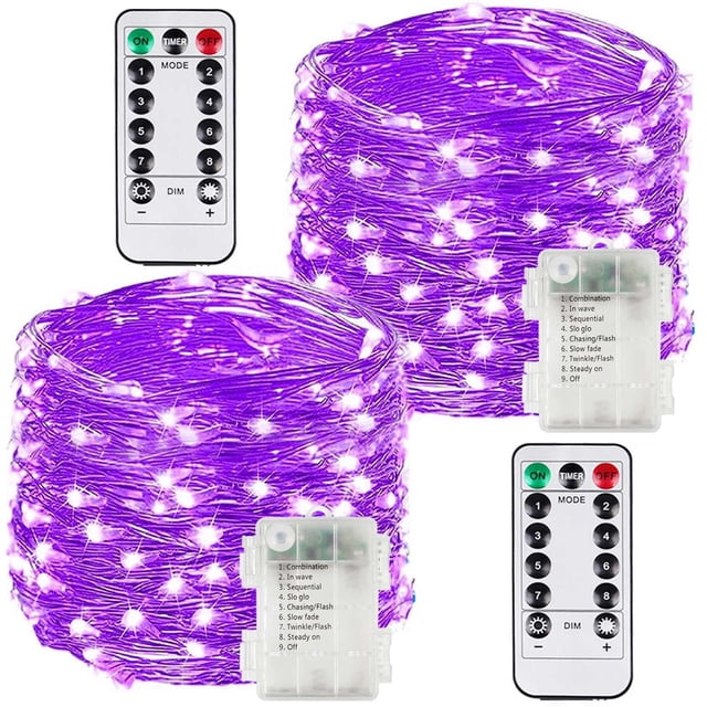 Control remoto operativo String Light BOSSERN, paquete de 2 unidades, 100 LED, color morado