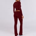 thumbnail image 4 of sususu Womens Lounge Set,Lounge Set Women Knitted Trousers Suit Long Sleeve Top and Pants Outfit Summer Casual Solid Color Slim Fit Comfortable Two Piece Set - Red, 4 of 6