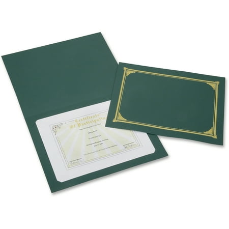 UPC: 0616639940077 | SKILCRAFT  NSN6272961  Linen Gold Foil Certificate Holder  6 Per Pack  Green