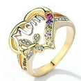 thumbnail image 5 of HOOUN "Mom" Gold Plated Heart Birthstone Rings for Mother Gift Birthday Size 6-10-11-1# Gold, 5 of 7