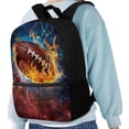 thumbnail image 3 of Uorisanigo Flaming Rugby Ball School Bag for Girls Boys 5-12 Year Lightweight Children's Backpacks for Preschool Elementary Kindergarten School Bag with Adjustable Shoulder Straps, 3 of 6