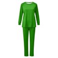 thumbnail image 5 of Conjunto de pijama de manga larga y pantalones para mujer, blusa de color liso, camisa y pantalones de poliéster, para Navidad, 5 of 5