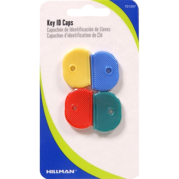 Hillman Key ID Caps with Assorted Colors, 4 Count