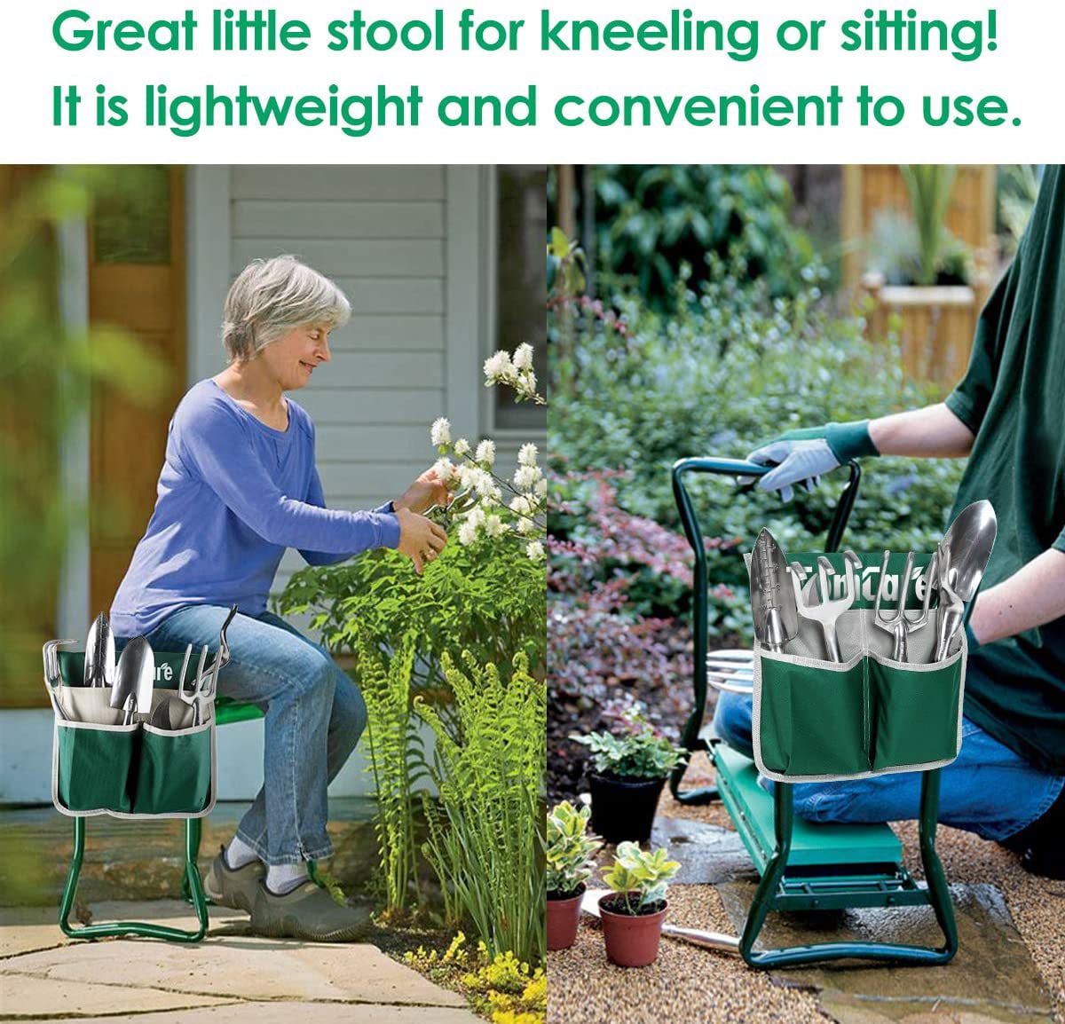 Sturdy and Lightweight Foldable Stool for Ease of Storage for Gardening Lovers Upgraded Garden Kneeler and Seat with 2 Large Tool Pocket and Soft EVA Kneeling Pad 