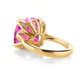 thumbnail image 2 of Gem Stone King 18K Yellow Gold Plated Silver Pink Created Sapphire Engagement Ring for Women (14.68 Cttw, 14MM Cushion, Size 7), 2 of 4