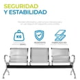 thumbnail image 3 of Banca para Sala de Espera 3 Asientos Onof, Acero Cromado, Diseño Moderno y Resistente, 3 of 6