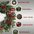 thumbnail image 2 of 24-Inch Christmas Wreath for Front Door - Artificial Holiday Wreath with Frosted Pinecones, Red Berries, Holly Leaves, and Greenery - For Indoor & Outdoor Winter Decorations, Xmas Wall Décor, 2 of 13