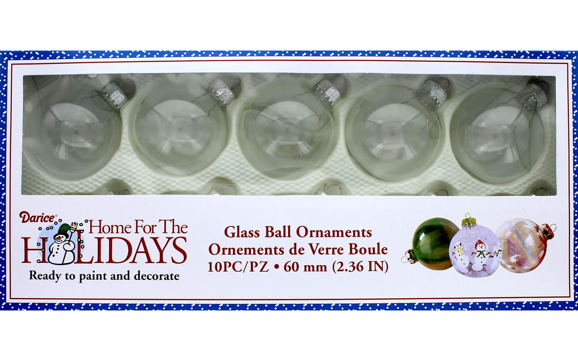 Darice Holiday Glass Ornament Ball 2.36" 10Pc Walmart Canada