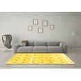 thumbnail image 3 of Ahgly Company Machine Washable Indoor Round Solid Yellow Modern Area Rugs, 3' Round, 3 of 4
