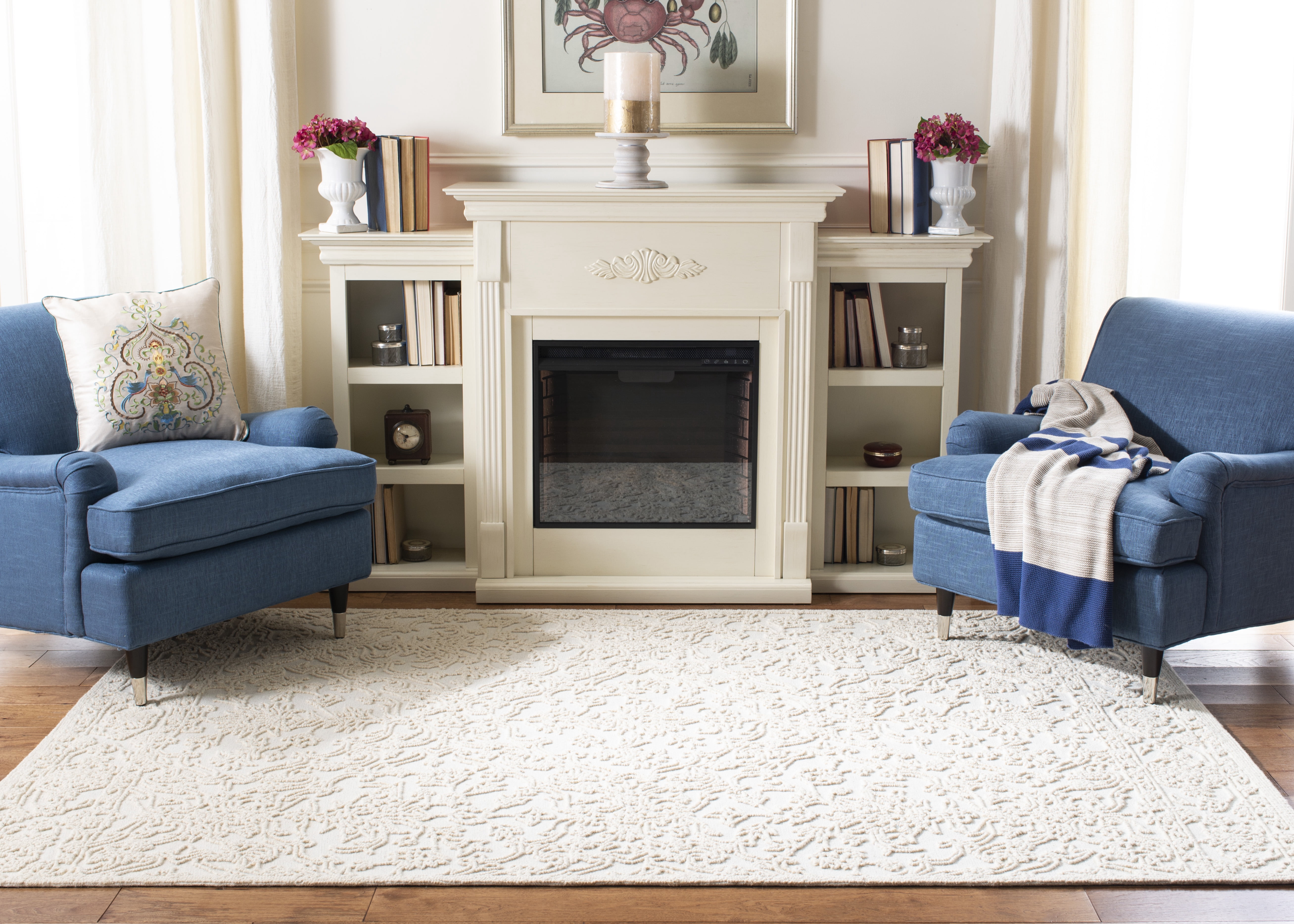 SAFAVIEH Trace Molly Solid Area Rug, Ivory, 6' x 9'