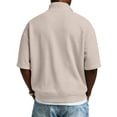 thumbnail image 5 of Dwelliawo Mens Polo Shirts Short Sleeve Golf Colorful Waffle Shirt with Collar Comfort Heavyweight Tshirts Casual Quarter Zip Up Stand Collar Shirts Khaki 2XL, 5 of 7