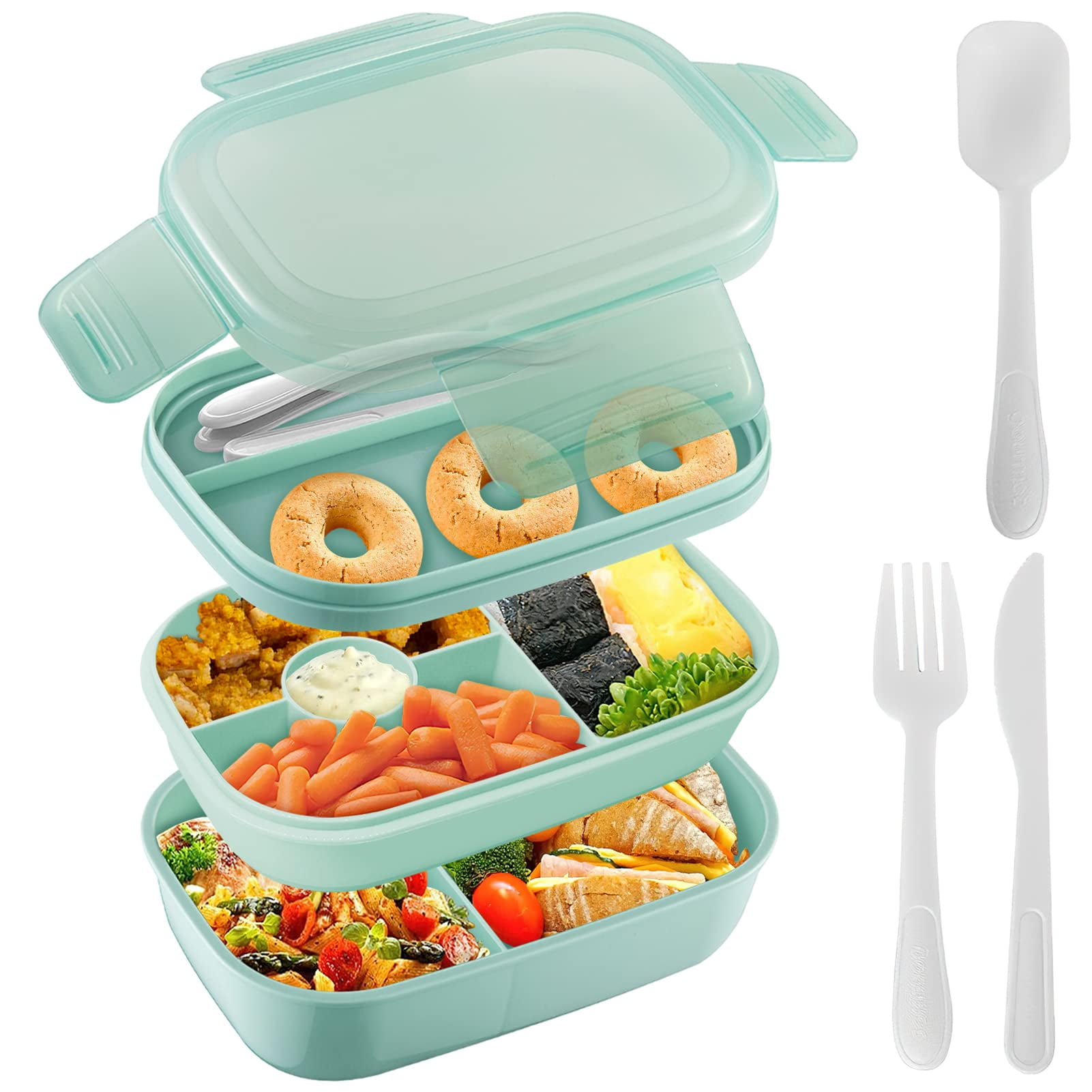 Bento Box Adult Lunch Box, 3 Stackable Bento Lunch Containers for