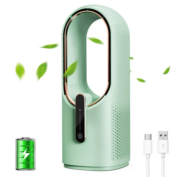 CONBOLA Ventilador de escritorio sin aspas de 11,8 pulgadas, ventilador de refrigeración recargable USB de 3 velocidades para oficina en casa