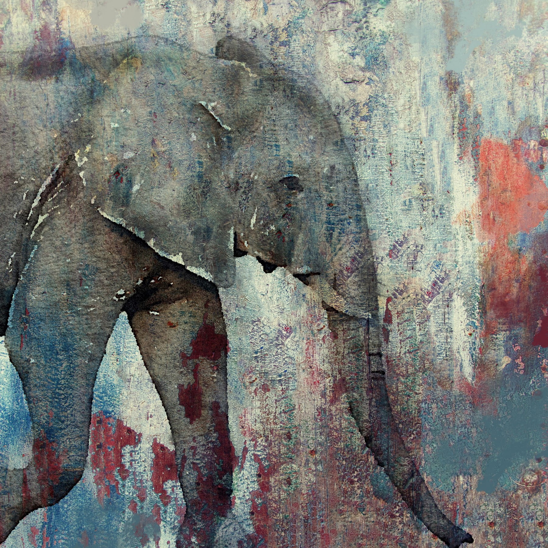 "Charging Elephant" Painting Print on Wrapped Canvas