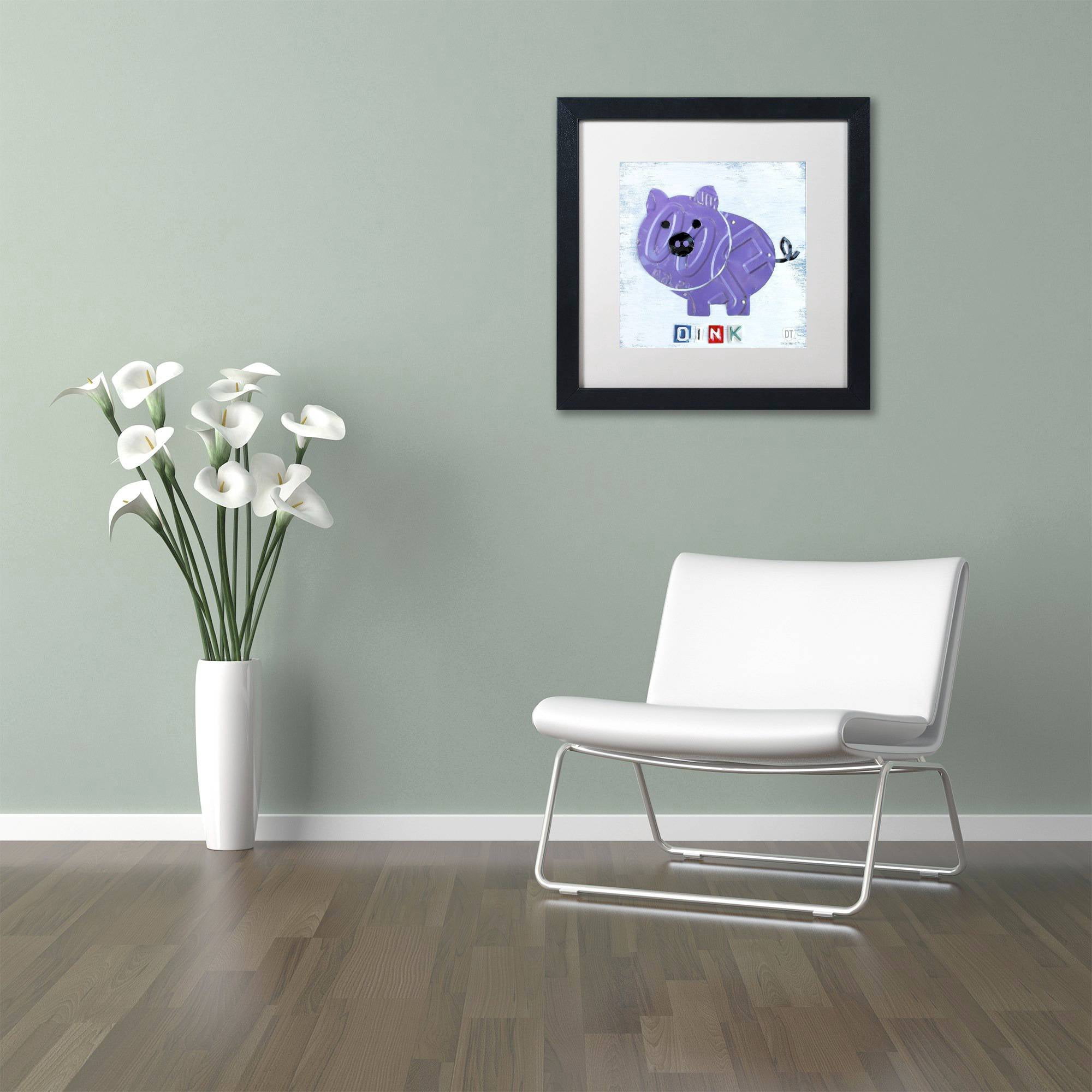 Trademark Fine Art 'Oink the Pig' Canvas Art by Design Turnpike, White Matte, Black Frame