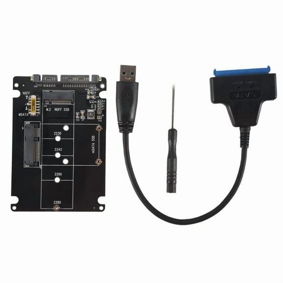 M.2 NGFF or MSATA to SATA 3.0 Adapter USB 3.0 to 2.5 SATA Hard Disk 2 in 1 Converter Reader Card with Cable for PC Laptop
