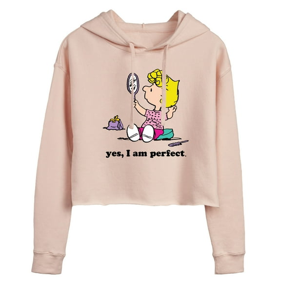 Peanuts - Yes I Am Perfect Sally - Juniors Cropped Pullover Hoodie