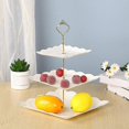 thumbnail image 4 of 2 Pcs Square 3-tier White Cupcake Stand Dessert Plates Stand, 4 of 5