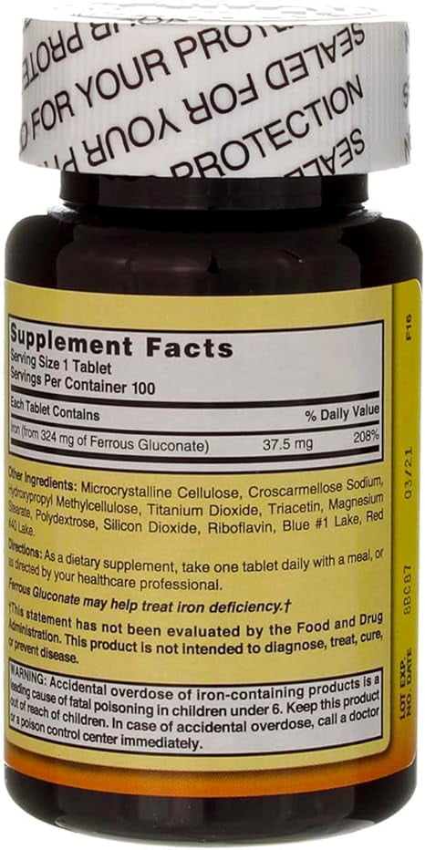 Nature's Blend Ferrous Gluconate Tablets 324 Mg, 100 Count (Pack Of 2)