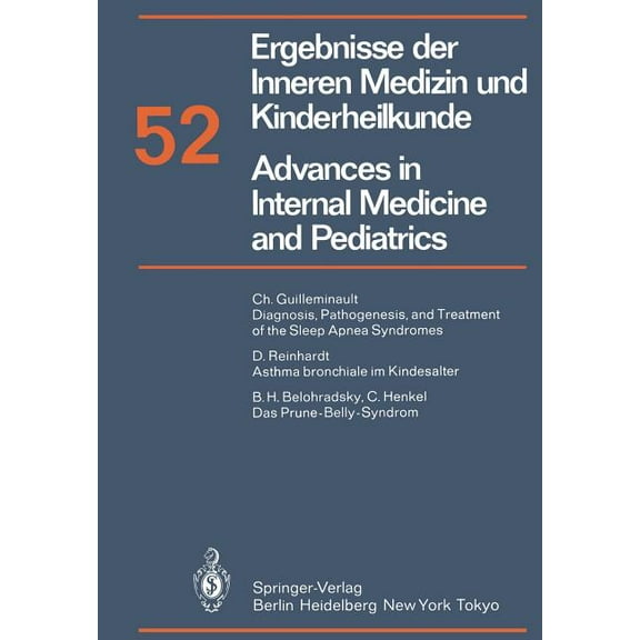 Ergebnisse Der Inneren Medizin Und Kinde Ergebnisse Der Inneren Medizin Und Kinderheilkunde / Advances in Internal Medicine and Pediatrics, Book 52, (Paperback)