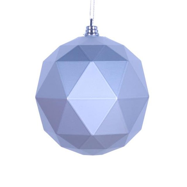 Vickerman M177507DM 8 in. Silver Matte Geometric Christmas Ornament Ball