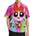 thumbnail image 2 of The Powerpuff Girls Casual Short Sleeve Shirt Lapel Collar Shirt Summer Beach Shirt 4XL, 2 of 8