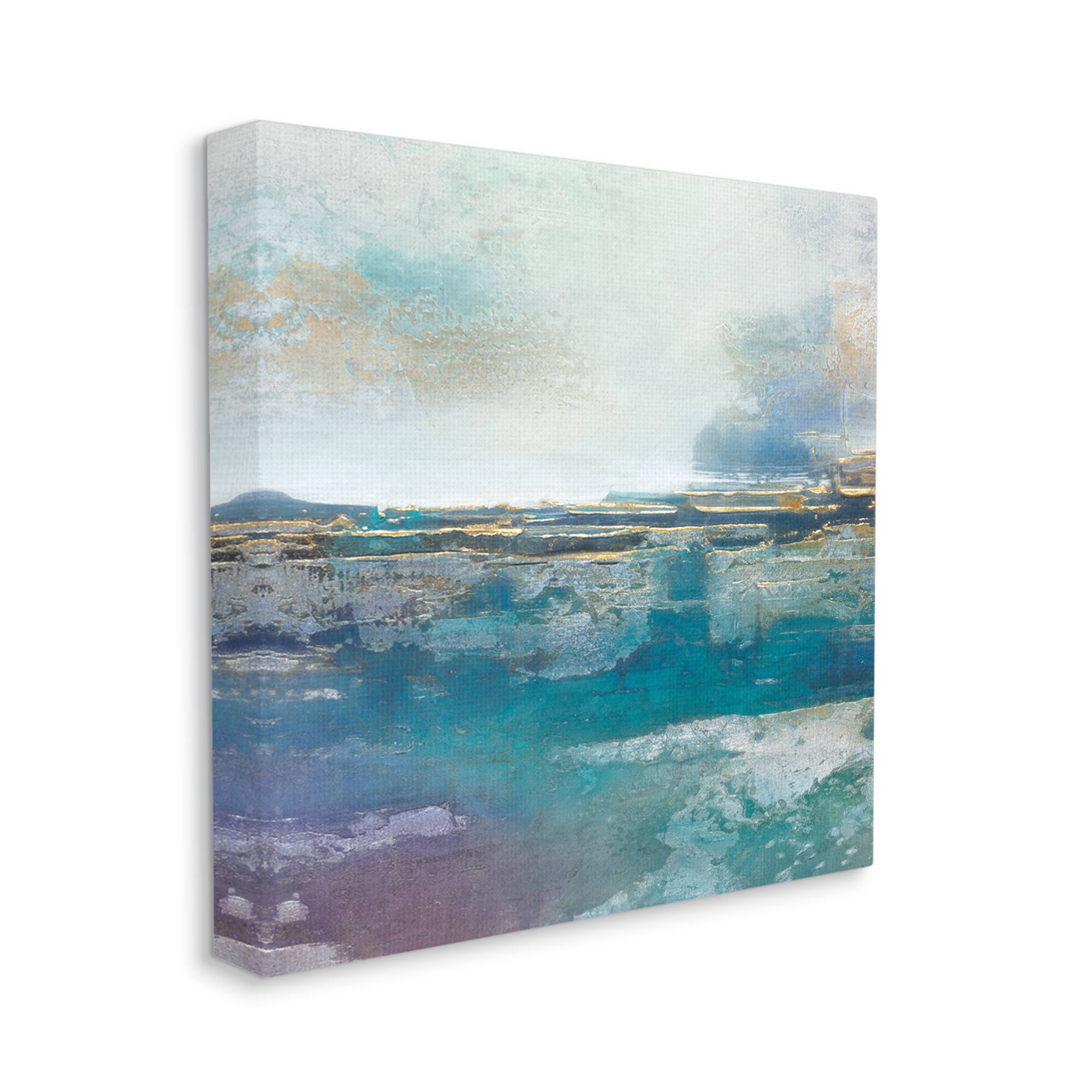 Stupell Industries Abstract Ocean View Glam Detail Coastal Painting Gallery Wrapped Canvas Print Wall Art