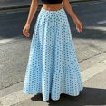 thumbnail image 2 of uvwlwu Women's Polka Dot Maxi Skirt Elastic High Waist Tiered Ruffle Flowy A Line Lightweight Versatile Four Season Casual Vacation Everyday Bottom,S, 2 of 5