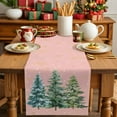 thumbnail image 4 of Christmas Tree Cotton Linen Table Runner for Dining Kitchen, Winter Pine Xmas Watercolor Snowflake Pink Wedding Outdoor Party Tablerunners Decoration, Dresser Scarf Coffee Tablecloth Runners 16"x72", 4 of 9