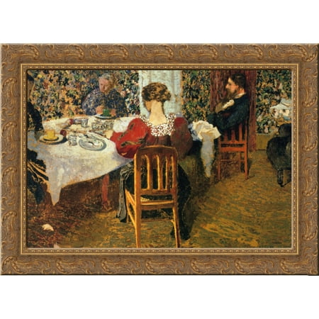 Solid Gold Madam The End of Breakfast at Madam Vuillard 24x18 Gold Ornate Wood Framed Canvas Art by Edouard Vuillard ()
