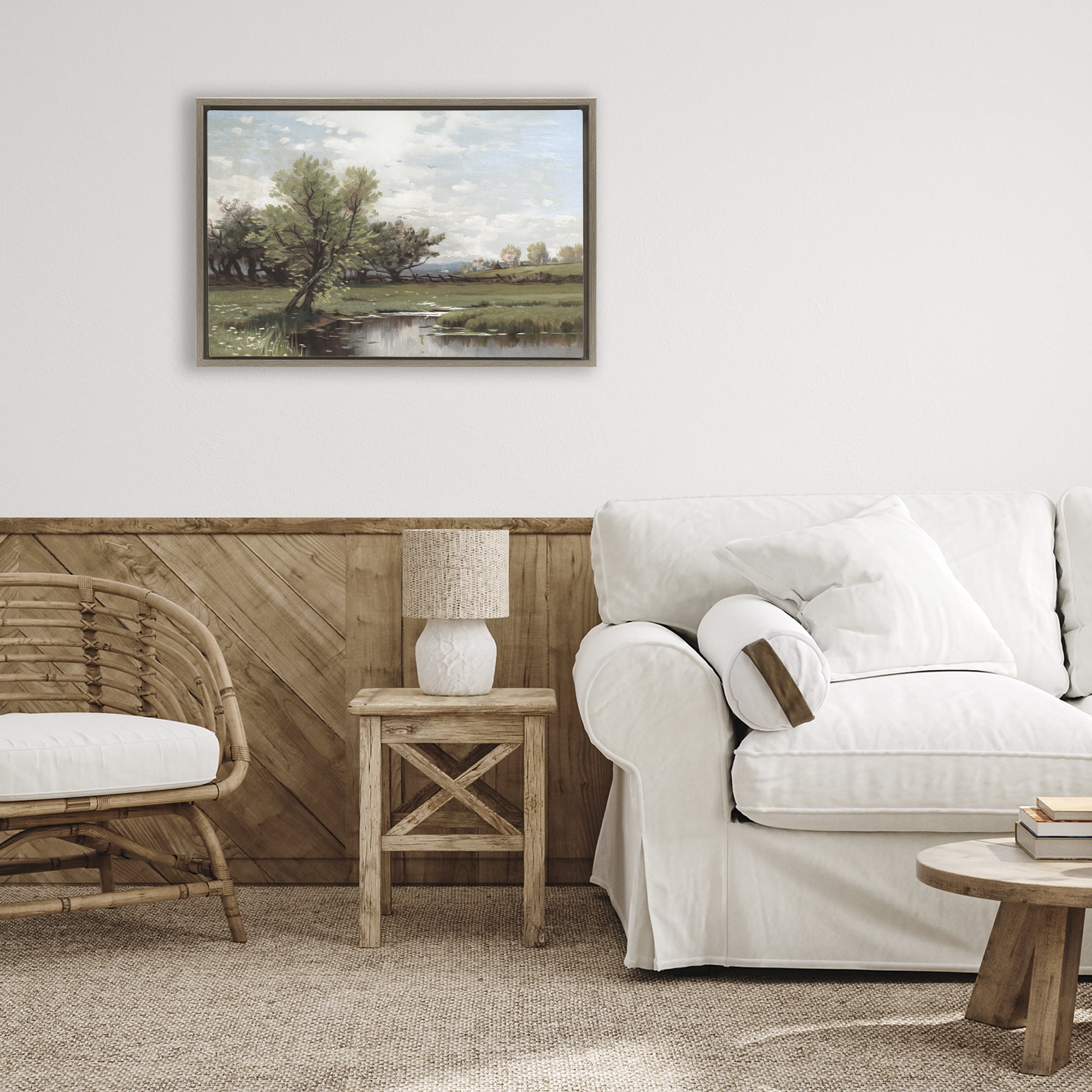 Stupell Industries Ecstatic Spring Landscape Brown Framed Floater Canvas Wall Art, design by Lula Bijoux & co.