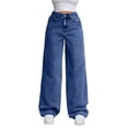 thumbnail image 3 of CHCNHAC Jeans à Jambe Grand Femme Taille Haute Extensible Jambe Droite Jeans Élégant Couture avant Pantalon en Denim Ample Rétro Y2k, 3 of 5