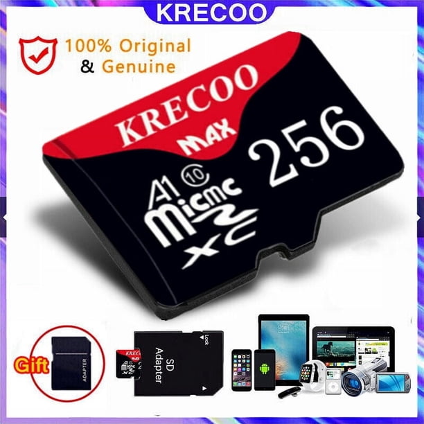 Tarjeta de Memoria 256GB Micro SD con Adaptador, TF de Alta Velocidad para Cámaras, Drones, Sistemas de Seguridad y Navegación