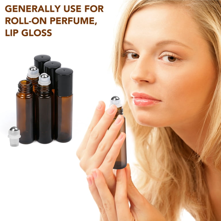 LotFancy Essential Oil Roller Bottles, 6-Pack, 10ml Amber Glass photo 3