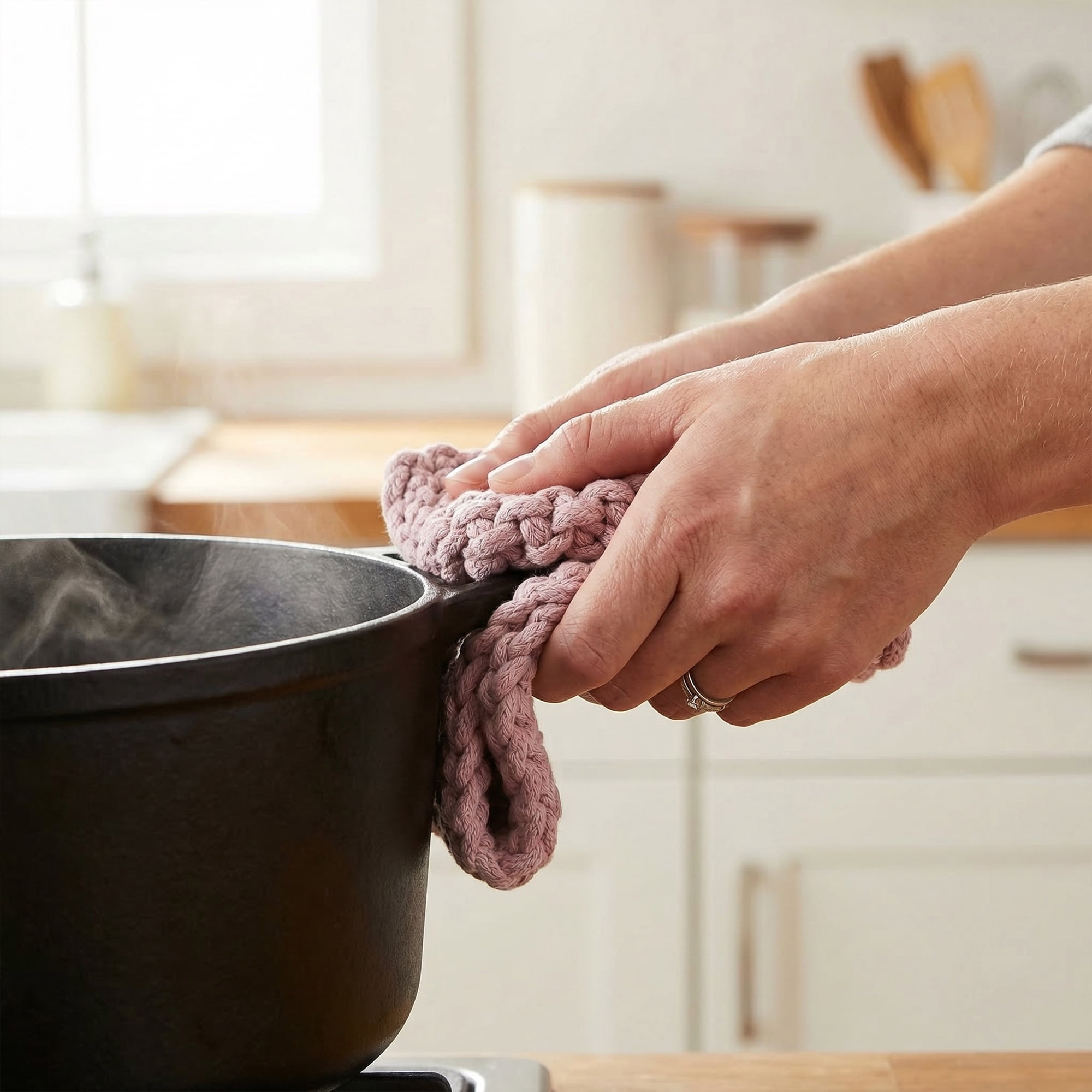 Unique Bargains Pot Holders Heat Resistant Non Slip Hot Pads Cherry Pink 7.5*7.5in