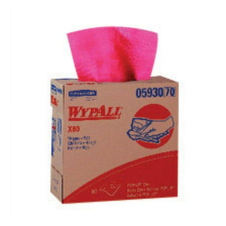 Kimberly-Clark Professional* WYPALL* X80 9.100'' X 16.800'' Red HYDROKNIT* Wiper (80 Per Pop-Up Box, 5 Box Per Case)