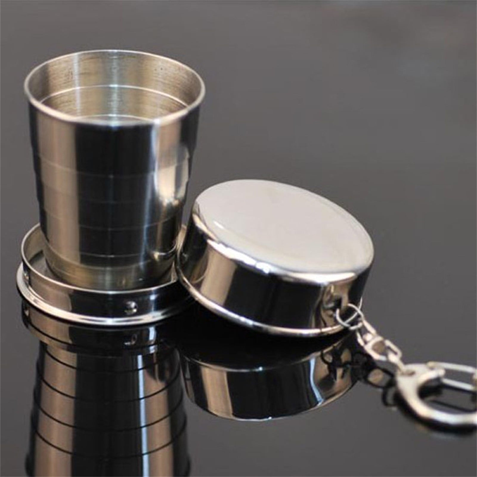 Collapsible Cup Outdoor Shot Glass Keychain Camping Folding Metal Cup   Collapsible Cups Drinking Telescopic Portable Shot Glass Premium Stackable  Metal Collapsable Cup Travel Telescoping Mug (75ml)