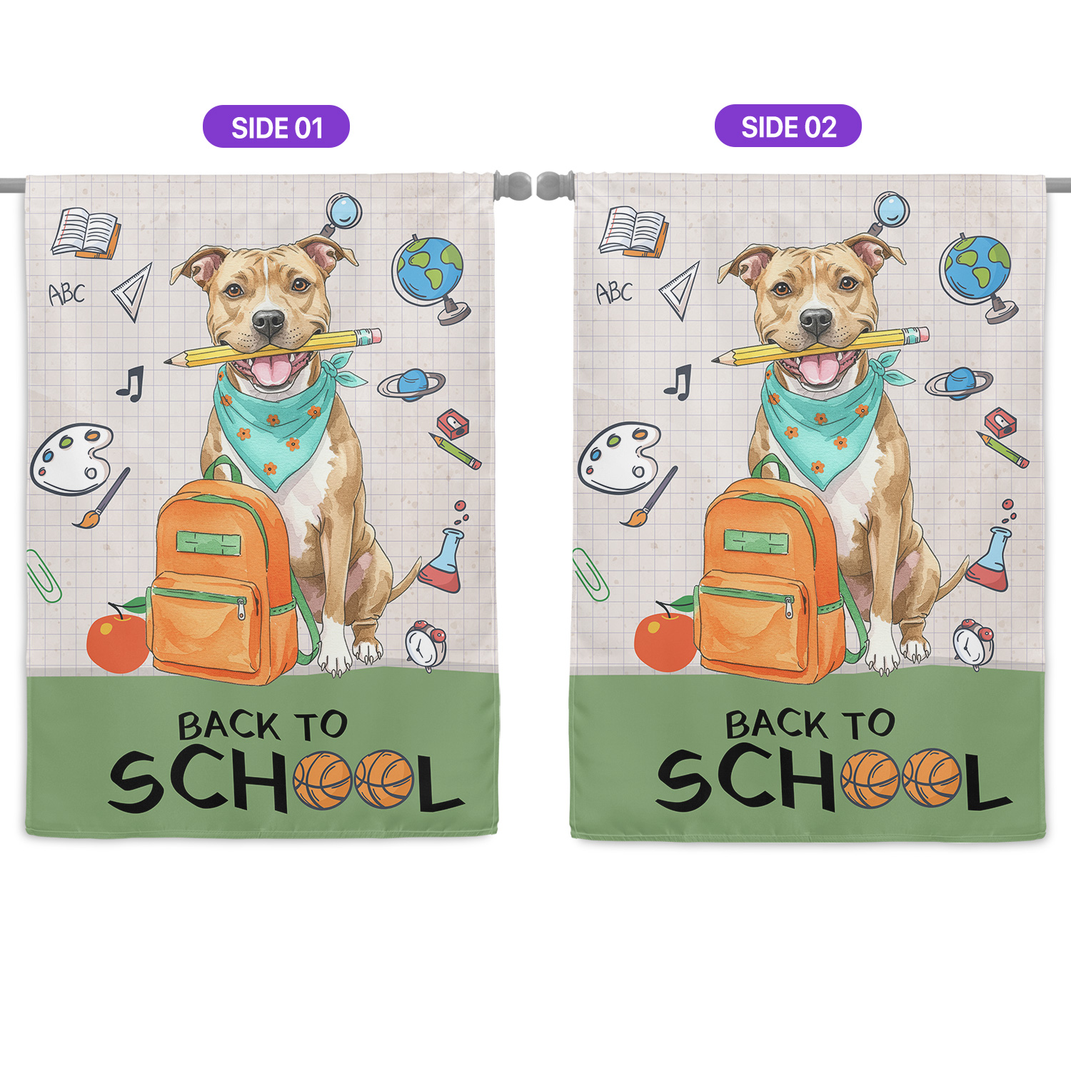 Hardworking Pitbull Ready Back to School New Year Classes House Flag 28x40in Double Sided Terrier Dog Lover Outdoor Decor - 12011