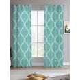 thumbnail image 2 of Blue Green Moroccan Sheer Curtains 63 Inch Length 2 Panels Set for Living Room/Bedroom, Morocco Retro Abstract Quatrefoil Plaid Kitchen Curtains Grommet Curtains Window Treatments 42"x63"x2, 2 of 7