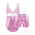 thumbnail image 2 of DPOIS Kids Girls Metallic Gymnastics Ballet Dance Leotard Jumpsuit with Shorts A Pink 4, 2 of 7