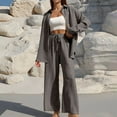 thumbnail image 2 of Women's Casual Button Down Cardigan Wide Leg Pants Suit Set Long Sleeve Loose Fit Trousers Outfit Stylish Comfortable Two Piece Ensemble lounge sets, 2 of 6