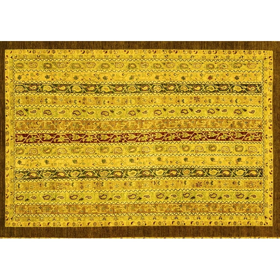 Ahgly Company Indoor Rectangle Abstract Yellow Modern Area Rugs, 4' x 6'