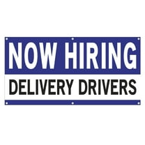 Now Hiring Delivery Drivers 13 oz Heavy Duty Vinyl Banner Delivery Driver Jobs Available Help Wanted Sign for Business Indoor/Outdoor Single-Sided with Metal Grommets(3x5 ft, Wh & Bl & Bk)